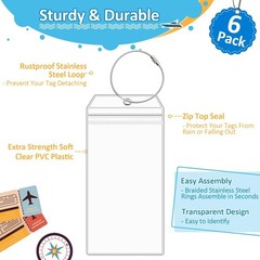 Luggage Tag Set of 6 Stainless Steel Ring Transparent Heavy Duty AIDA TUI MSC