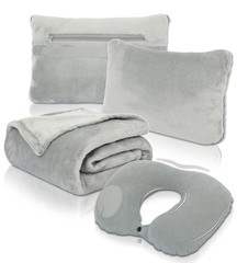 Travel Set Travel Blanket with Neck Pillow Travel Pillow for Flight, Car,…