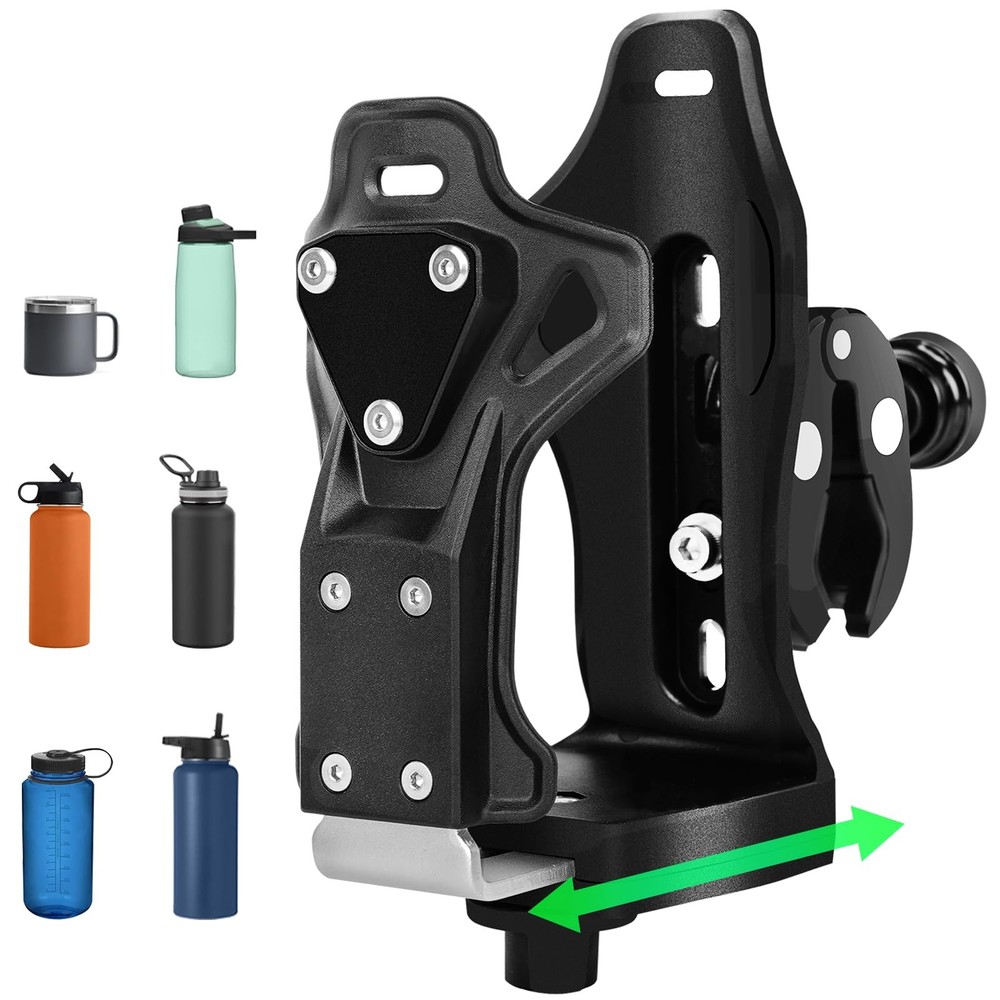 Upgraded Motorcycle ATV Cup Holder Anti Theft, Extra Large Bike Water Black