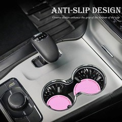 MEAJOO 4PCS Bling Cup Holder Coaster, 2.75 Inch Auto Car 4 pcs, Pink & White