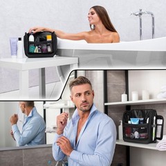 Compact Waterproof Toiletry Organizer – 19 Pockets for Safe Travel Essentials