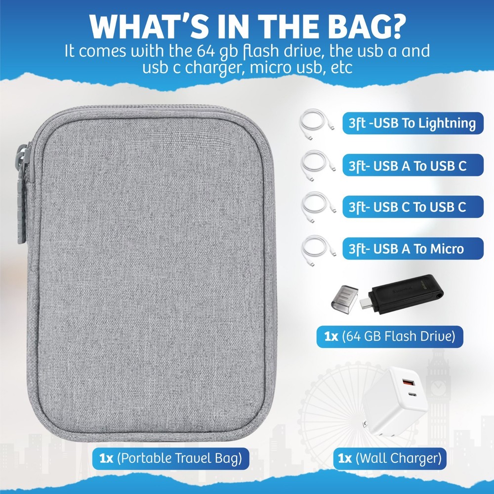 All Tech Included/Travel Tech Organizer/Multifold/Waterproof/Gray/Bubm/7.09×9.65