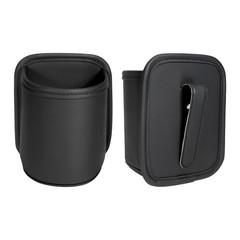 Leather Car Cup Holder Organizer (2-Pack) | Anti-Sag Clip On Large, Black