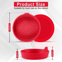 SINGARO Car Cup Holder, 4-Pack Silicone Coasters, Universal Flower Red
