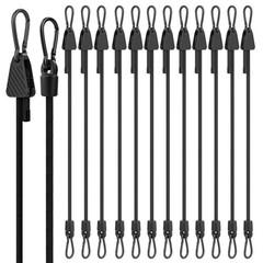 12 Pack Bungee Cords Adjustable Carabiner Hook Heavy Duty Cargo Bike Strap Black