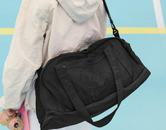 Kakao Friends Choonsik Travel & Gym Duffel Bag Black Color Picnic Hand Carry Bag