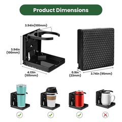 2pcs Adjustable Folding Cup Holder, Car Wall Mount Water Drink Coffee Black