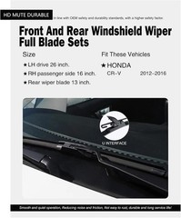 3 Wipers 26/16/13 Replacement For Honda CRV 2016 2015 2014 2013 2012 Set of 3…