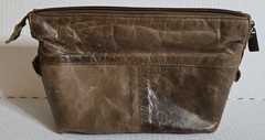 EMIRATES Italian Leather Travel Bag First Class Amenity Case Brown 10×6 in