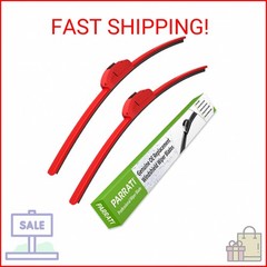 OEM QUALITY 26&Prime; + 16&Prime; PARRATI Premium All-Season Bright Red Windshield Wiper Bla