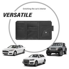 Car Sun Visor Organizer Black Faux Leather Sunglass Holder OFBAND