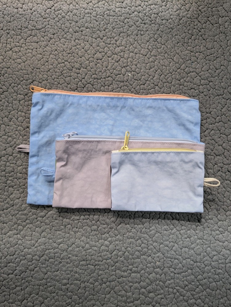 Baggu Go Bag Pastel Colorblock 3 Piece Zip Pouch Set Recycled Nylon Travel