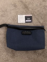Blue Travel Pouch with Strap and 3-Digit Combination Lock