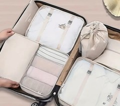 7 Piece Set Packing Cubes Travel Luggage Organizers with Laundry Bag NEW