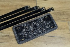 Handmade Leather Motorcycle Blanket Roll / Custom Carved Bedroll Straps