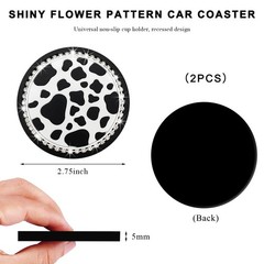 BWBWND 2 PCS Cow Print Car Cup Holder, 2.76 Inch Waterproof Anti