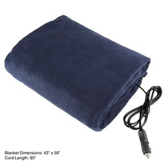 Stalwart 12 Volt Navy Electric Fleece Auto Blanket