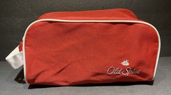 Old Spice Travel Bag Toiletry Embroidered Zippered Red White Bag Only Vintage
