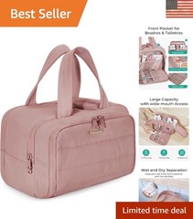 Chic Dark Pink Puffy Travel Bag – Spacious Toiletry & Makeup Organizer for Women