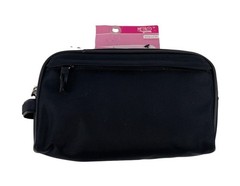 Metro Black Toiletry Case 3 Zip Kit Blue Interior