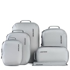 Ultralight Compression Packing Cubes – Lightweight Travel 6-Pack Light Grey