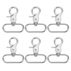 6pcs Joint Hooks, for 38mm (1 1/2&Prime;) Snap Lanyard Clips, Silver White