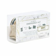New Weekend Bride Prom 23 Piece Travel Emergency Kit Gold Sparkle Cosmetic Bag