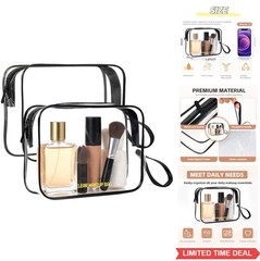 Clear Toiletry Bag for Travel 2 Pack TSA Approved 7.87 x 6 x 2 Inch PVC Zipper