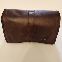 Pottery Barn Travel Saddle Leather Hanging Toiletry Case Bag NWT FreeShip « K.V »