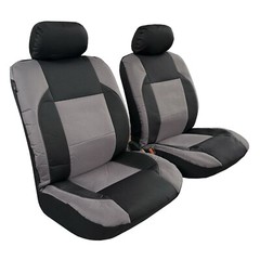 Universal Heavy Duty Canvas Car Seat Covers Front Pair Black Grey Sports