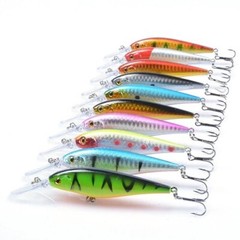 10pcs 11cm/10.5g Trolling Bait Minnow Fishing Lure Bass Crankbait Tackle Wobbler