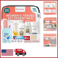 Compact 15-Piece Toiletry Kit for Women Travel Ready with Premium Brands