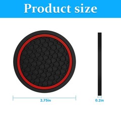 Mandark 4PCS Car Cup Holder Coasters, 2.75 Inch Non-Slip 4PCS, Black/Red