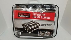 Treksafe Automotive 12V Heated Travel Blanket Black and White Checks, NEW