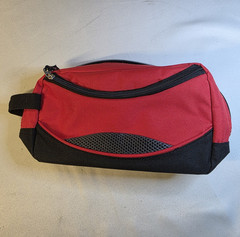 Red/Black Zipper Travel Bathroom Bag Polyester Rectangular 10.5&Prime; ,AE #10-1014