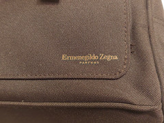 ERMENEGILDO ZEGNA Brown nylon canvas Travel Toiletry Shower tote bag