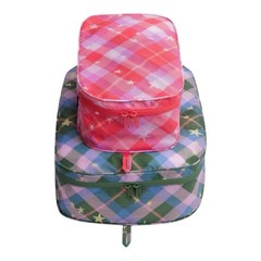 NEW Baggu PACKING CUBE SET in “Star Plaid ” 2 Zip Pouches Bags Small & Medium