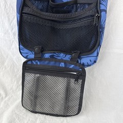 LL Bean Toiletry Bag Blue Floral Tropical Nylon Hanging Travel Kit Organizer