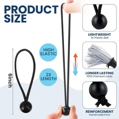 Wowangce 100 Pcs 6 Inch Ball Bungee Cords Tarp Tie Downs 6 Inch, Black