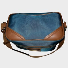 Jaguar Travel Toiletry Bag Blue Nylon Brown Trim Zip Case Organizer Grooming Kit