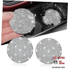 2pcs Bling Car Cup Holder Coaster, 2.75 inch Anti-Slip Shockproof 2 pcs White
