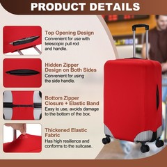 Travel Luggage Cover M(24-25 Inch) Washable Elastic Suitcase Covers Red