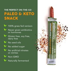 Paleovalley 100% Grass Fed Venison Sticks – 10 Pack – Keto-Friendly High Protein