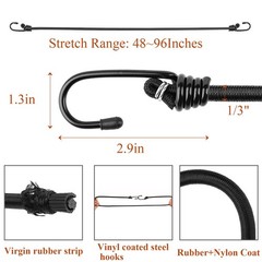 ZHOUBIN 48 inch Black Bungee Cords with Hooks, 2 Pack 48 Inch,