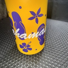 Beach Travel Insulated Cup Yellow Bahamas Flip Flop Flower Foam Mug & Lid/Straw