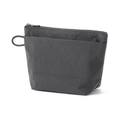 Muji Wrinkle Nylon Pouch with Gusset Dark Gray S Approximately 16.5 x 11 x 6 cm