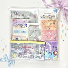 Sanrio Travel Set 5pc Compression Bags Pouch Wet Wipe Lid Flushable Japan Kawaii