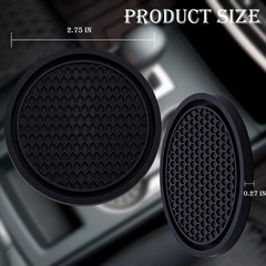 MEAJOO 2PCS Car Cup Holder Coaster, Universal Auto Non-Slip 2 pcs, Black