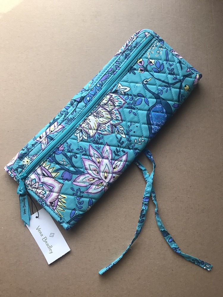 Vera Bradley PEACOCK GARDEN Flat / Curling Iron Cover