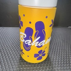 Beach Travel Insulated Cup Yellow Bahamas Flip Flop Flower Foam Mug & Lid/Straw